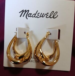 ✨️Madewell✨️ Beautiful ✨️ Intersecting  Hoop Earrings✨️Pale Gold✨️